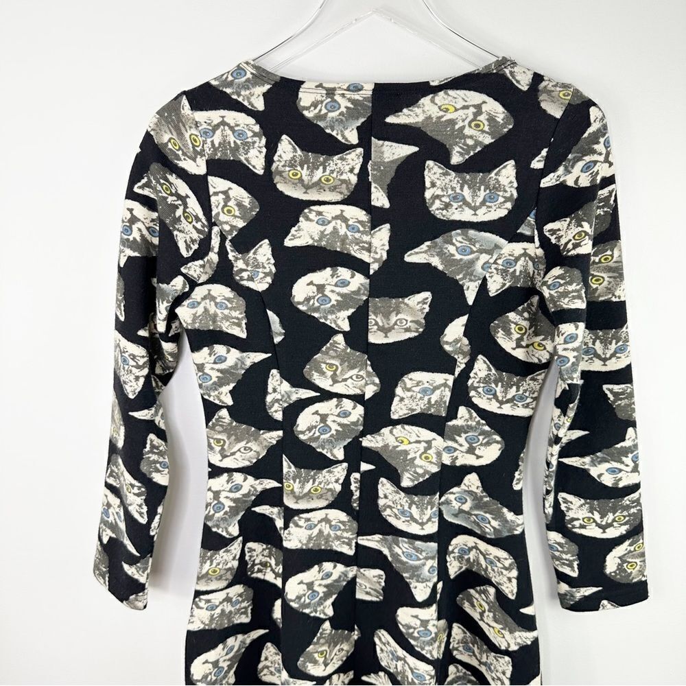 Long Sleeve Black Knit‎ Cat w/Pockets Full Skirt Dress Frock Shop Modcloth XS - Picture 8 of 13